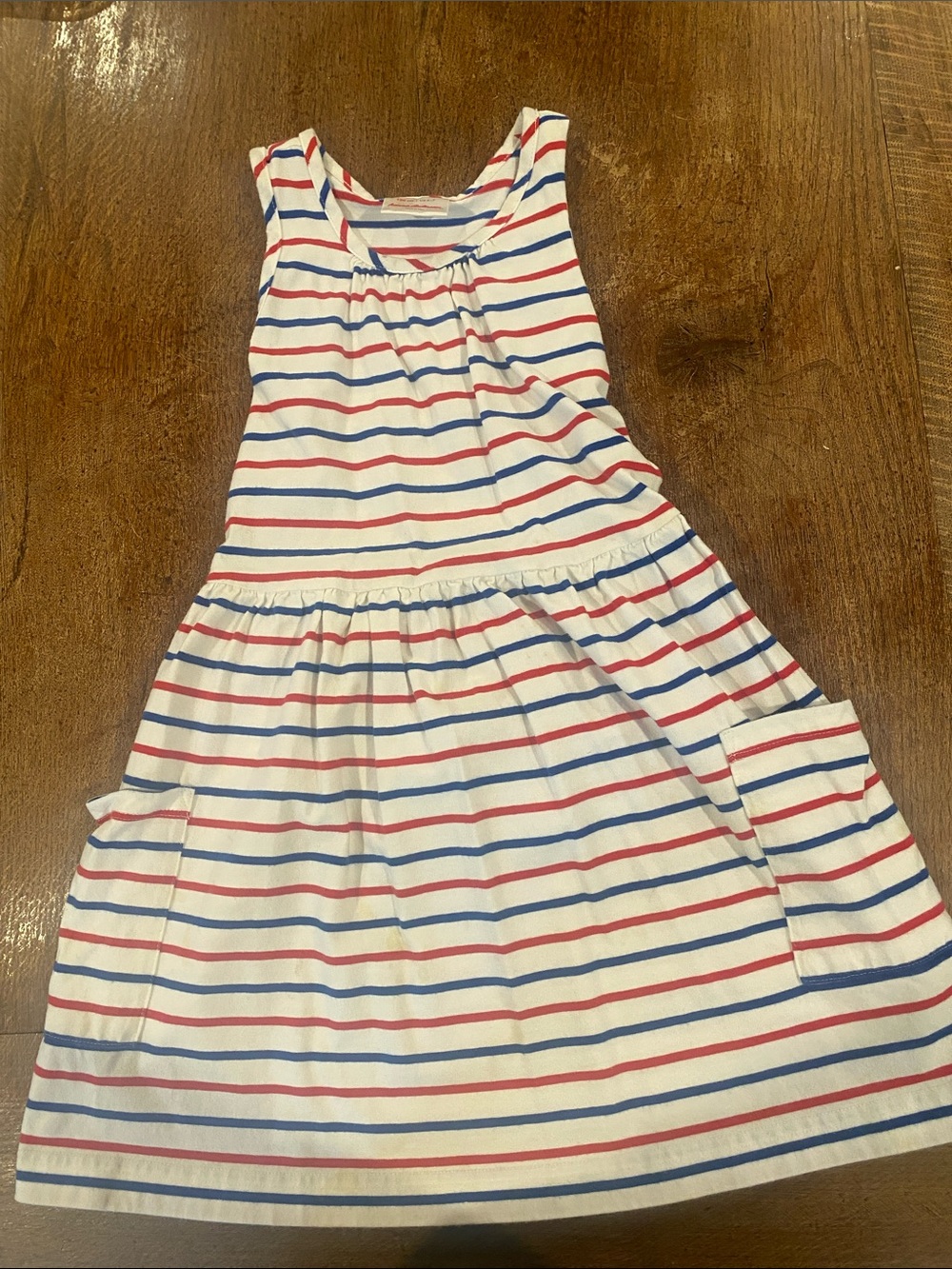 Girls' size 6-7 Hanna Andersson Blue & Red Stripe dress